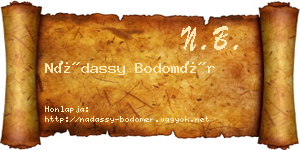 Nádassy Bodomér névjegykártya